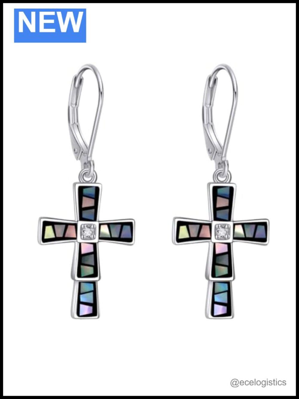 925 Sterling Silver Cross Praying Hands Dangle Earrings